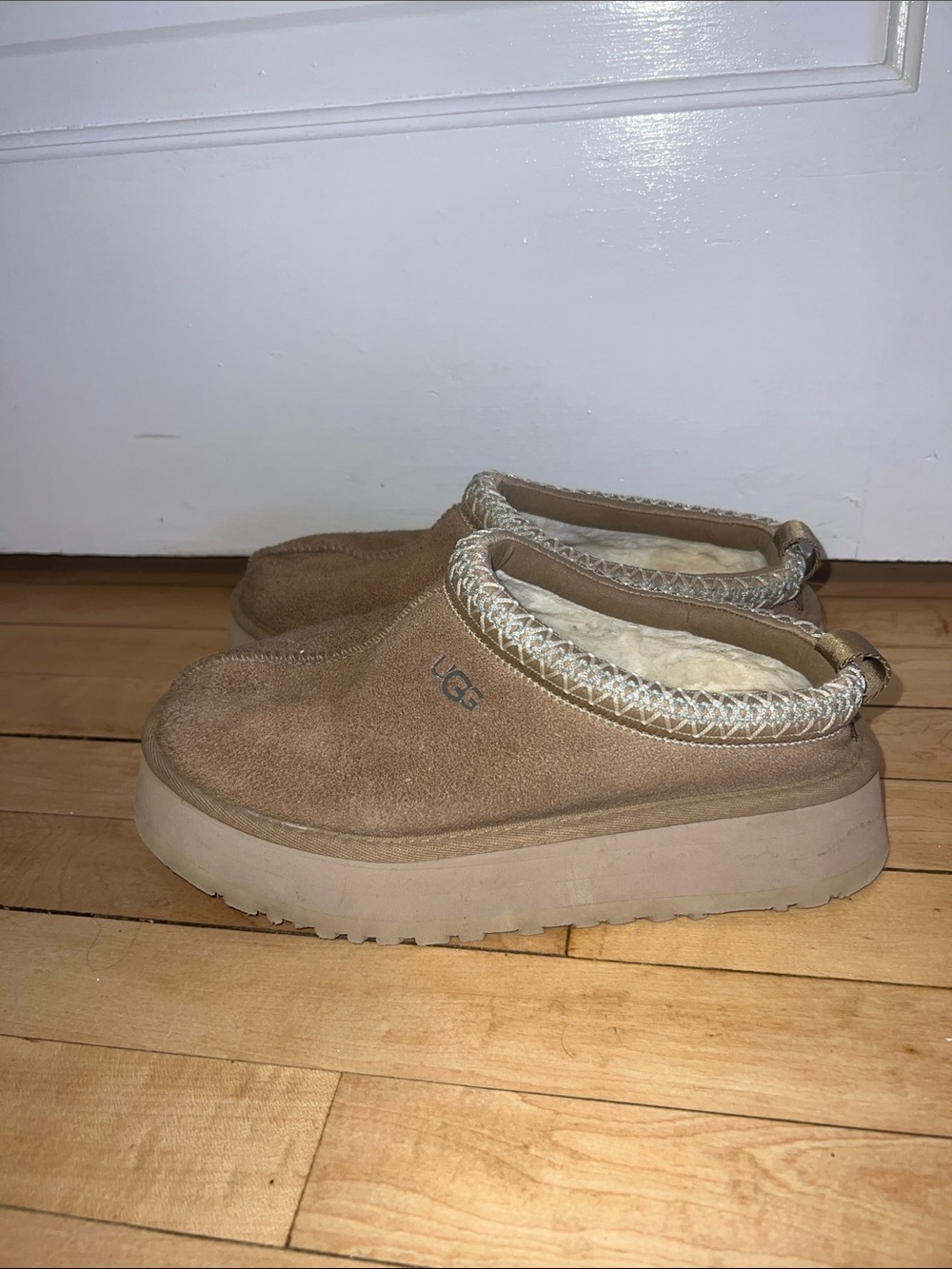 UGG Tan Suede Platform Wedge Slip-Ons